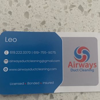 Airways Duct Cleaning - Business card - Air Duct Cleaning Near Me - Santee, California