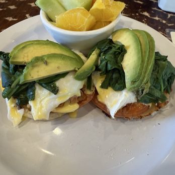 The Courtyard Cafe & Bakery - Veggie Benny - normally served with house potatoes but I request fruit and it was so fresh and sweet. - Bakeries Near Me - Fallon, Nevada The Courtyard Cafe & Bakery - Veggie Benny - normally served with house potatoes but I request fruit and it was so fresh and sweet. - Bakeries Near Me - Fallon, Nevada