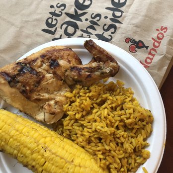 Nando's Peri-Peri - Medium chicken, rice and fire roasted corn on a cob - Chicken Shop Near Me - Rosslyn, Virginia