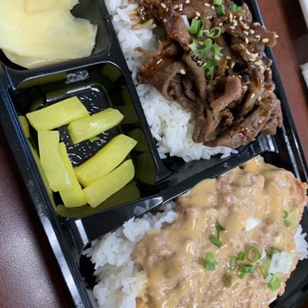 Ninja Sushi - Combo , spicy watery mushy ahi & kalbi (more like Teri beef) - Sushi Bars Near Me - Aiea, Hawaii