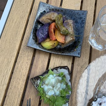 Hannyatou - Octopus and eggplant/tomato/shishito pepper cold dishes - Japanese Near Me - Seattle, Washington