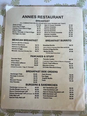 Menu photo 2 Annie's Restaurant Romoland, CA