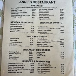 Annie's Restaurant - Menu 7/4/23 1 of 2
