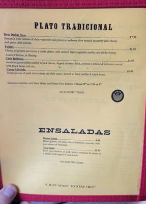Menu photo 4 Serranos Mexican Restaurant East Glacier Park, MT