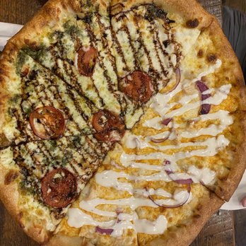 G's Pizza House - Half pesto chicken and half Buffalo chicken - Pizza Near Me - Seneca, South Carolina G's Pizza House - Half pesto chicken and half Buffalo chicken - Pizza Near Me - Seneca, South Carolina