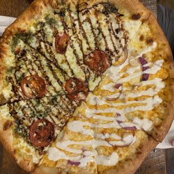 G's Pizza House - Half pesto chicken and half Buffalo chicken