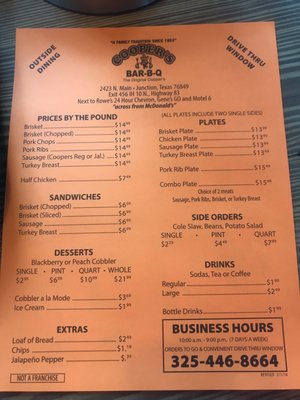 Menu photo 5 Cooper's Bar-B-Q & Grill Junction, TX Menu photo 5 Cooper's Bar-B-Q & Grill Junction, TX