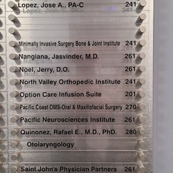 North Valley Orthopedic Institute - Floor directory