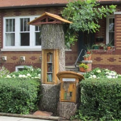 Little Free Library on Olive Road - Little Free Library #14784 was built from a tree killed by Emerald Ash Borers.