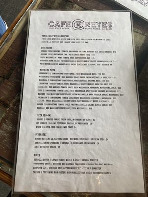 Menu photo 1 Cafe Reyes Point Reyes Station, CA Menu photo 1 Cafe Reyes Point Reyes Station, CA