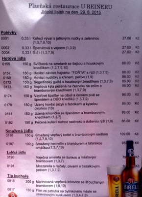 Menu photo 3 U Reinerů Písek, JC Menu photo 3 U Reinerů Písek, JC