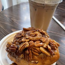 Scribblers Coffee - Pecan Sticky Buns and toasted marshmallow iced shaken espresso