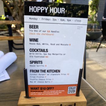 Eureka! - Hoppy Hour Menu - American Near Me - Clovis, California