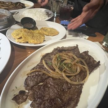 Mambo Cuban Restaurant & Lounge Harrison - Bistec palomilla with tostones. - Cuban Near Me - Harrison, New Jersey