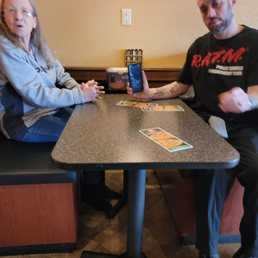 Thankfully the table at the booth moves, so I could make it accessible. Thankfully the table at the booth moves, so I could make it accessible.
