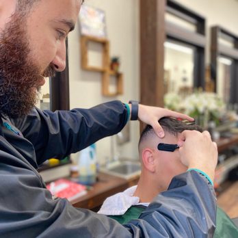 Straight Shot Barbers - Straight razor meticulously used for a detailed fade. - Barbers Near Me - Santa Ana, California Straight Shot Barbers - Straight razor meticulously used for a detailed fade. - Barbers Near Me - Santa Ana, California