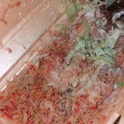 Jamaal 5 in 1 - So when I complained I got this with a watery sauce I pray isn't a bodily fluid. Supposed to come with basmati rice. Man had HUGE suv. Cons