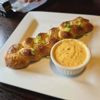 Lancaster Brewing Company Taproom - Pretzel appetizer. The cheese dip was tasty! - New American Near Me - Lancaster, Pennsylvania