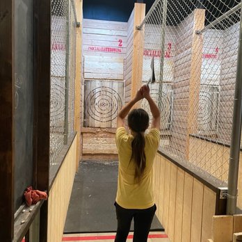 Social Axe Throwing - No one gets left out. She had a blast! - Axe Throwing Near Me - Gilbert, Arizona