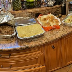 Big Ed’s Sweet Smoke Bbq - A 35 person party. 4 racks of ribs Chicken thighs Pulled pork Mac and cheese Caesar salad Potato salad Coleslaw