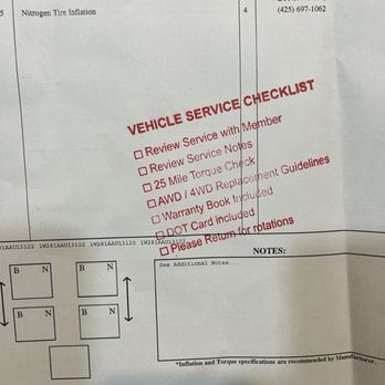 Costco Wholesale - Costco Tire, checklist, only works if they mention and explain to the customer. - Wholesale Stores Near Me - Lynnwood, Washington