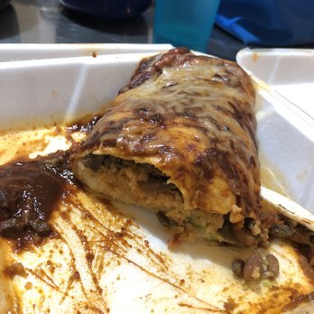 Taqueria La Mexicana - Mega carne asada burrito topped with enchilada sauce (HUGE! I was able to conquer half of it) - Mexican Near Me - Fairfield, California
