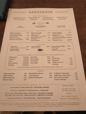 Menu photo 6 Hawksmoor London, XGL Menu photo 6 Hawksmoor London, XGL