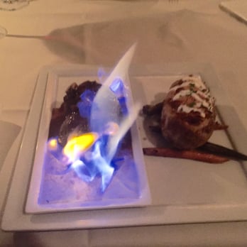 Bentley's Restaurant - Bourbon Filet Mignon and twice baked potatoes was great! - French Near Me - Charlotte, North Carolina