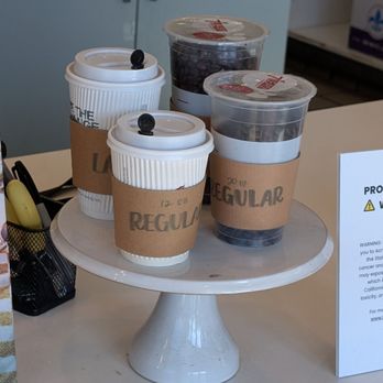 7 Leaves Cafe - Drink sizes on the front counter - Coffee & Tea Near Me - Artesia, California 7 Leaves Cafe - Drink sizes on the front counter - Coffee & Tea Near Me - Artesia, California
