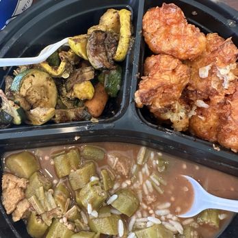 Sweet Soulfood - Okra gumbo with BBQ cauliflower and grilled veggies. - Vegan Near Me - New Orleans, Louisiana