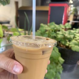 Iced coffee with coffee ice cubes