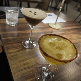 Espresso martini and spicy mango margarita