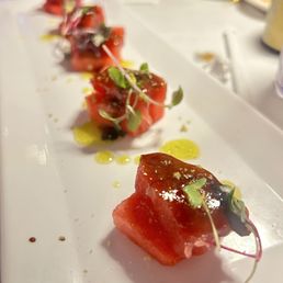 French martini and watermelon sushi appetizer French martini and watermelon sushi appetizer
