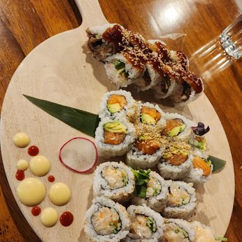 Soban Sushi Bar - a plate of sushi on a wooden table - Sushi Bars Near Me - Edmonton, Alberta Soban Sushi Bar - a plate of sushi on a wooden table - Sushi Bars Near Me - Edmonton, Alberta