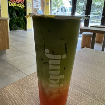 Junbi Matcha & Tea - Guava matcha latte with oat milk. SOO good!! - Bubble Tea Near Me - Mountain View, California