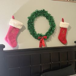 Five Below - Monogram Stockings and wreath from Five Below