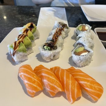 Hisui Sushi - Salmon skin roll, Philly roll, Salmon nigiri.. and I forgot the other - Japanese Near Me - Folsom, California Hisui Sushi - Salmon skin roll, Philly roll, Salmon nigiri.. and I forgot the other - Japanese Near Me - Folsom, California
