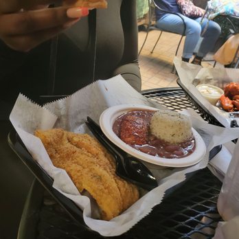Copper Monkey Grill - Catfish side of red beans and rice - Dive Bars Near Me - New Orleans, Louisiana Copper Monkey Grill - Catfish side of red beans and rice - Dive Bars Near Me - New Orleans, Louisiana