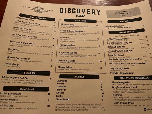 Menu photo 6 Discovery Bar Chico, CA