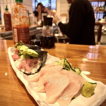 Bear Flag Fish - Yellowtail hand roll and sashimi - Seafood Markets Near Me - Newport Beach, California