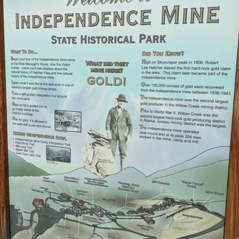 Independence Mine State Historical Park - Signs like this are around the park pointing out points of interest / history - Parks Near Me