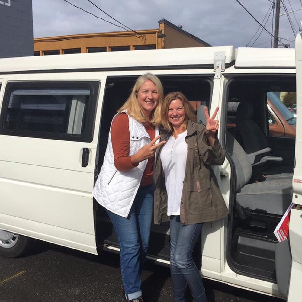 My BFF Joanne and I a week ago getting ready to leave in our Peace Vans Rental to camp up and down the Oregon Coast. My BFF Joanne and I a week ago getting ready to leave in our Peace Vans Rental to camp up and down the Oregon Coast.