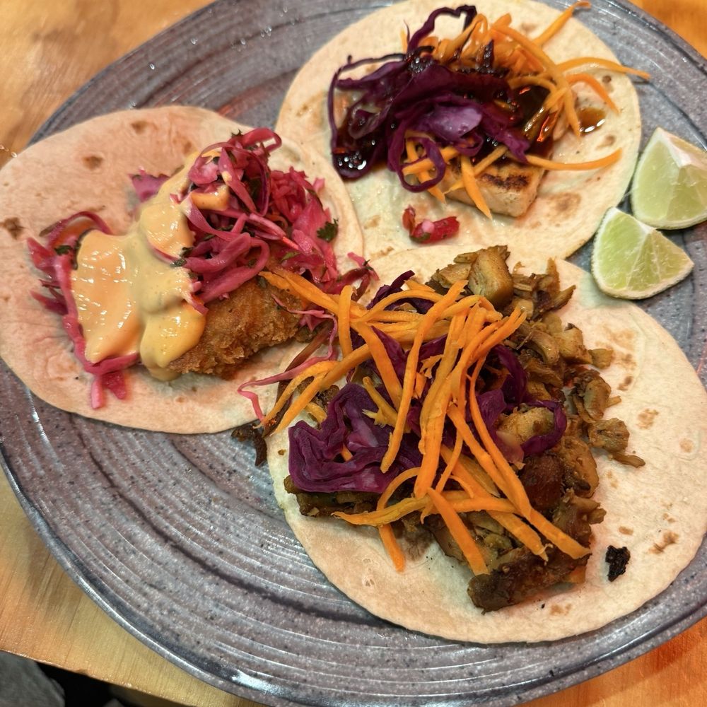 Lalo - Crispy fried fish taco, salmon teriyaki taco and chipotle chicken taco - Latin American Near Me - Cincinnati, Ohio Lalo - Crispy fried fish taco, salmon teriyaki taco and chipotle chicken taco - Latin American Near Me - Cincinnati, Ohio