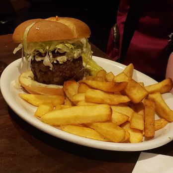 Gordo's Pub & Grill - Jean Robert Burger. Cartoonishly shaped burger patty. Not wide enough for the bun, but ridiculously tall. - Burgers Near Me - Norwood, Ohio