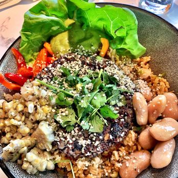Pure Kitchen - Earth Bowl with Quinoa/Black Bean Burger - New American Near Me - Frisco, Colorado Pure Kitchen - Earth Bowl with Quinoa/Black Bean Burger - New American Near Me - Frisco, Colorado