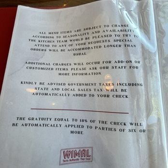 Wimal Authentic Thai Food - Menu - Thai Near Me - Marietta, Georgia