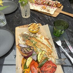 Chicken kebab and branzino -- so delicious!! Chicken kebab and branzino -- so delicious!!