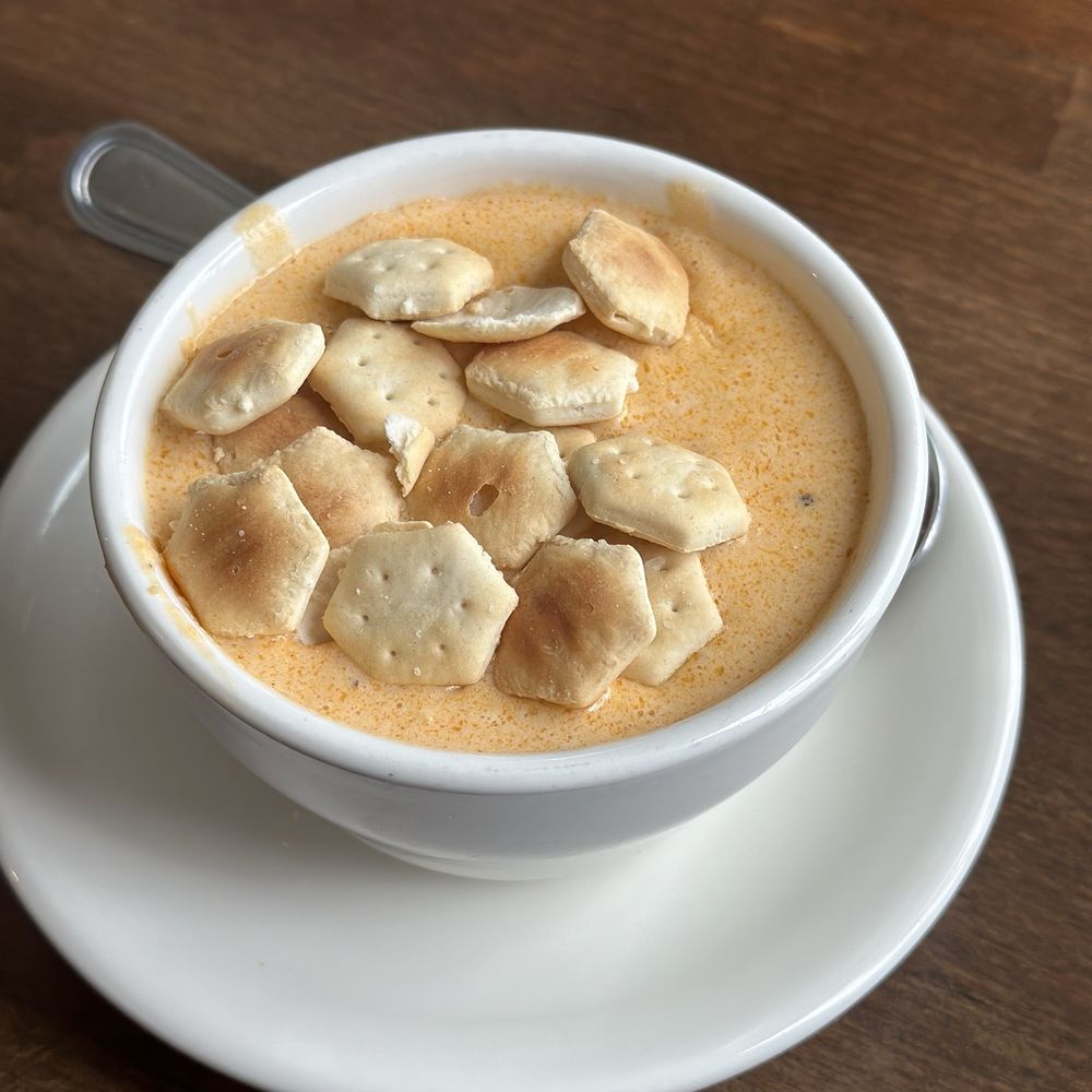 Alisson's Restaurant - Lobster bisque was yummy, but had 1 small chunk of lobster in it. - Seafood Near Me - Kennebunkport, Maine