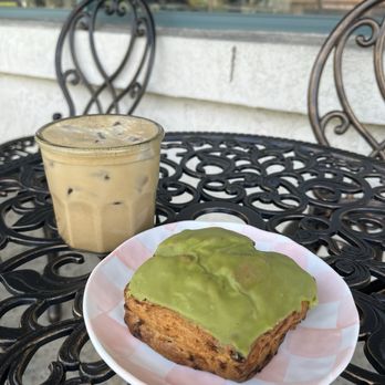French Press Espresso Bar - Spanish Latte & a matcha ginger date scone - Coffee & Tea Near Me - La Verne, California