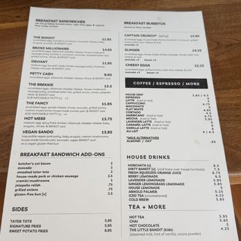 Bandit - Menu - Breakfast & Brunch Near Me - San Francisco, California Bandit - Menu - Breakfast & Brunch Near Me - San Francisco, California